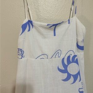 Petal & Pup White and Blue Spaghetti Strap Maxi Summer Dress Size Large